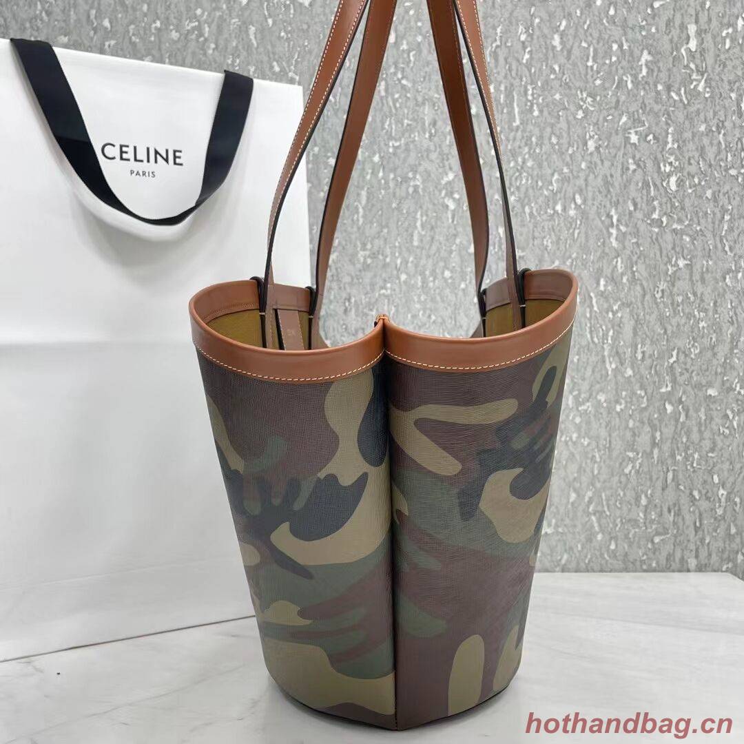 Celine MEDIUM COUFFIN BAG IN TRIOMPHE CANVAS CELINE PRINT 196262 green