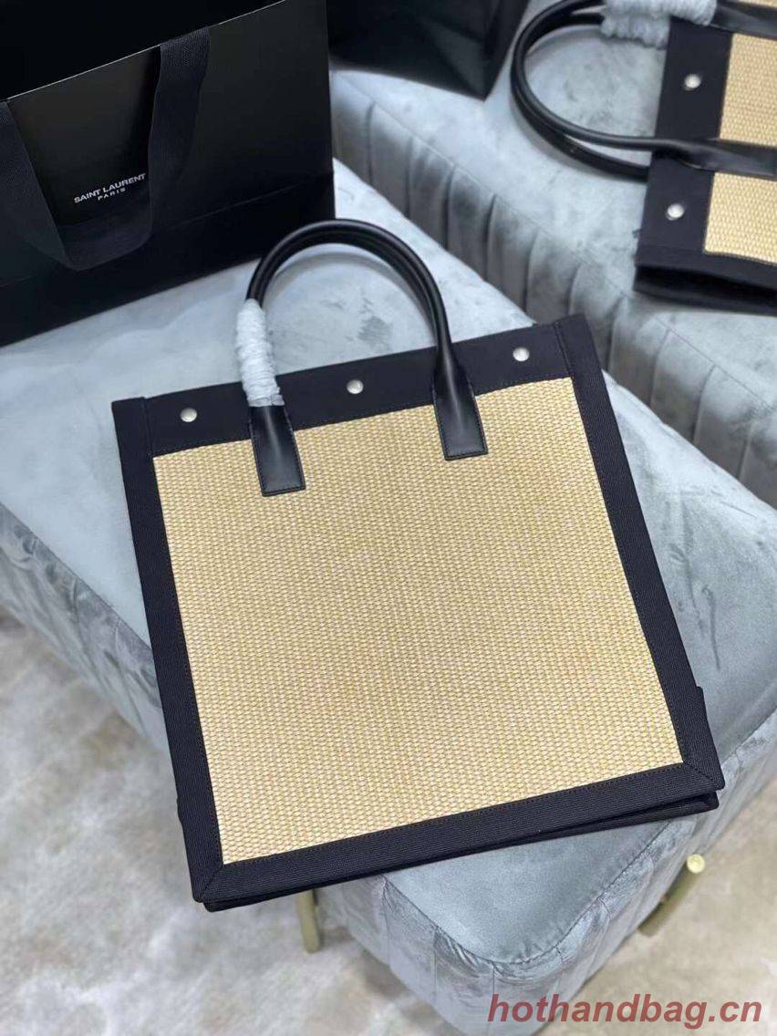 Yves Saint Laurent RIVE GAUCHE N/S SHOPPING BAG IN COTTON 9E1070 Beige