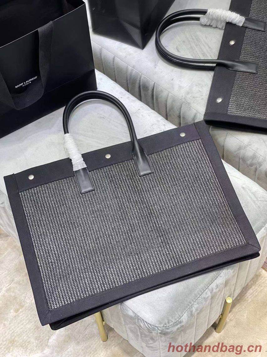 Yves Saint Laurent Tote Book Weave Shopping Bag D23698 Black
