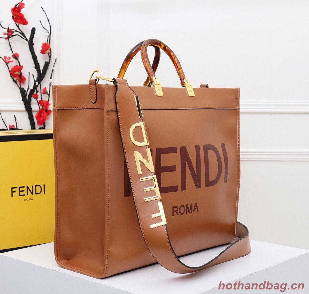 FENDI Shopper leather bag F6398 Brown