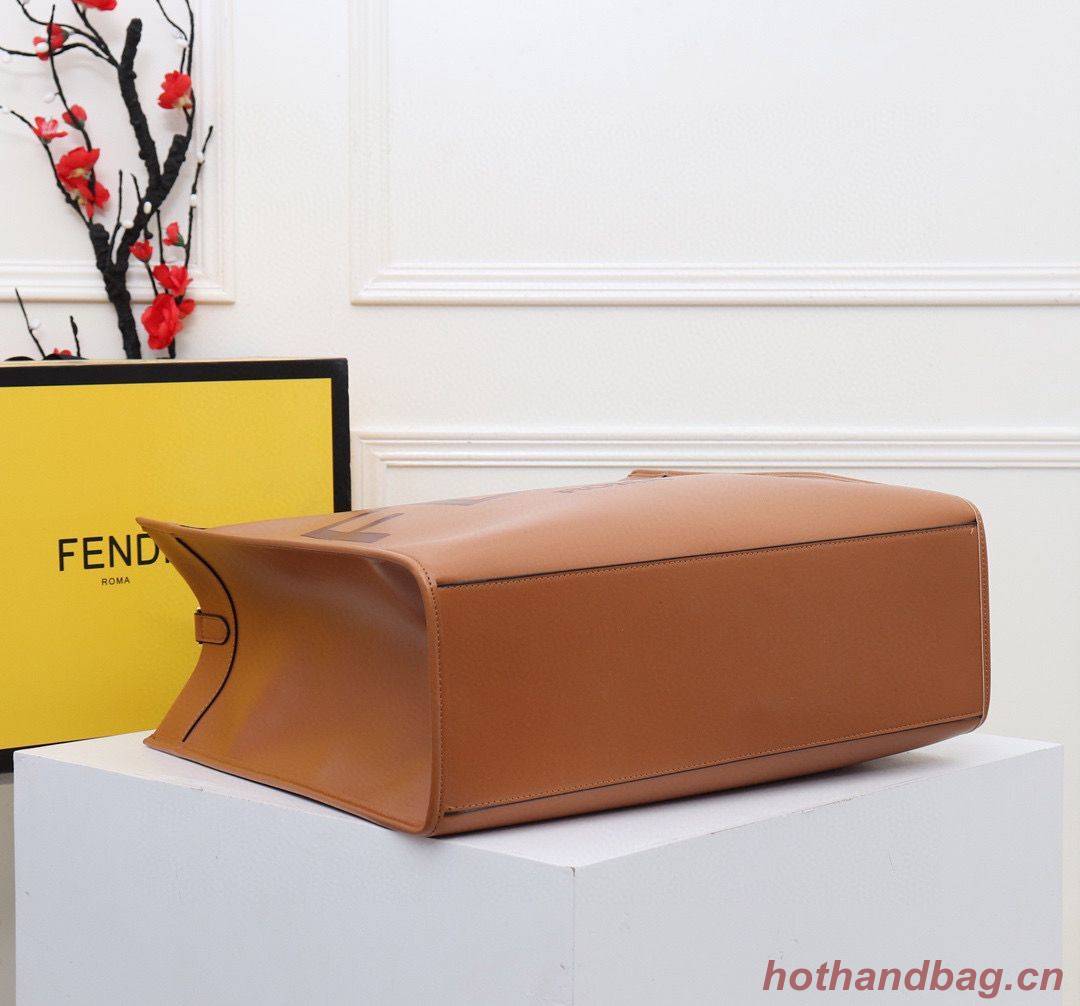 FENDI Shopper leather bag F6398 Brown