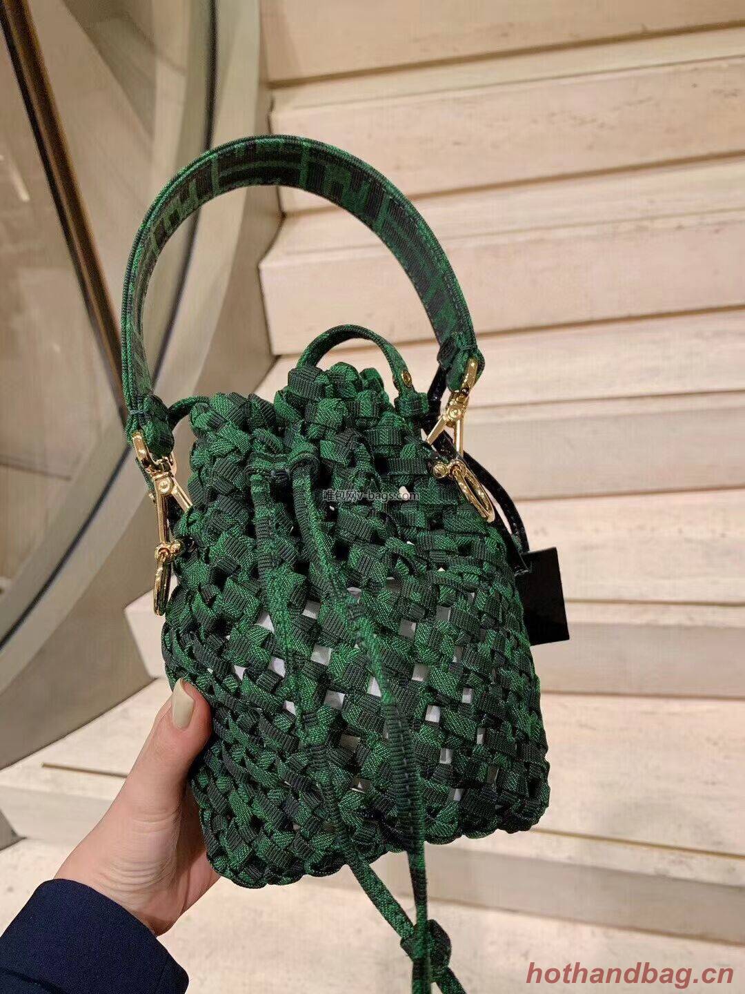 Fendi Weave MON TRESOR mini-bag 8BS010A3 blackish green