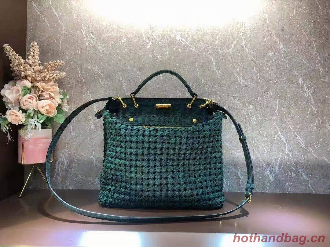 Fendi PEEKABOO X-LITE LARGE green cotton bag 8BN304A