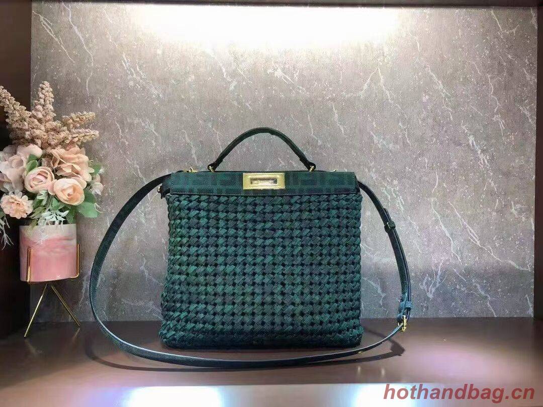 Fendi PEEKABOO X-LITE LARGE green cotton bag 8BN304A