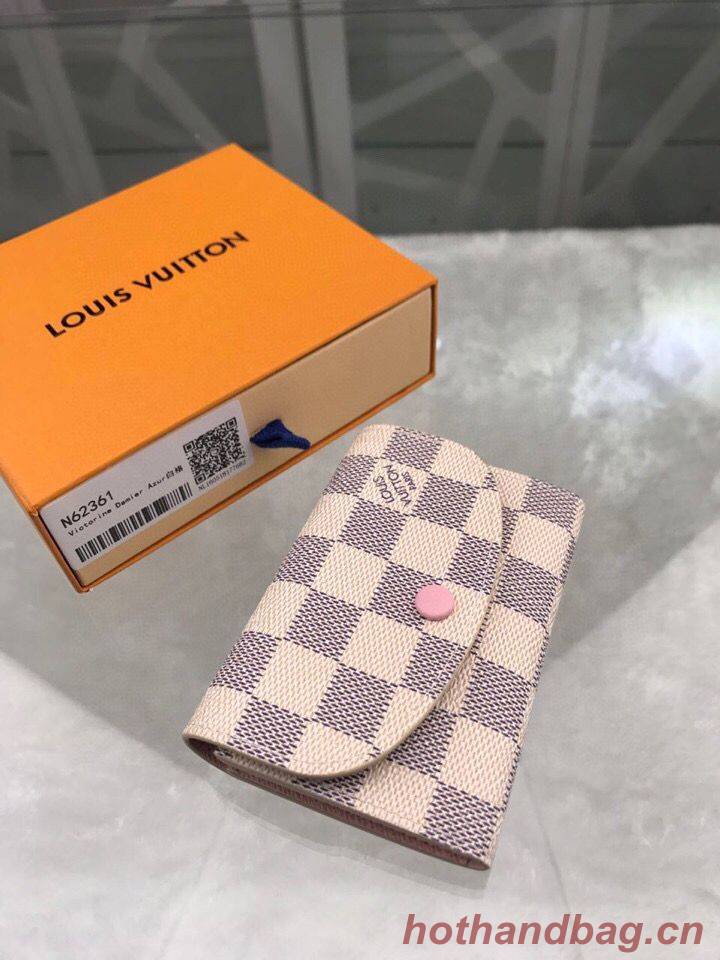 Louis Vuitton Damier Azur Canvas Rosalie Coin Purse Wallet N61276 Pink