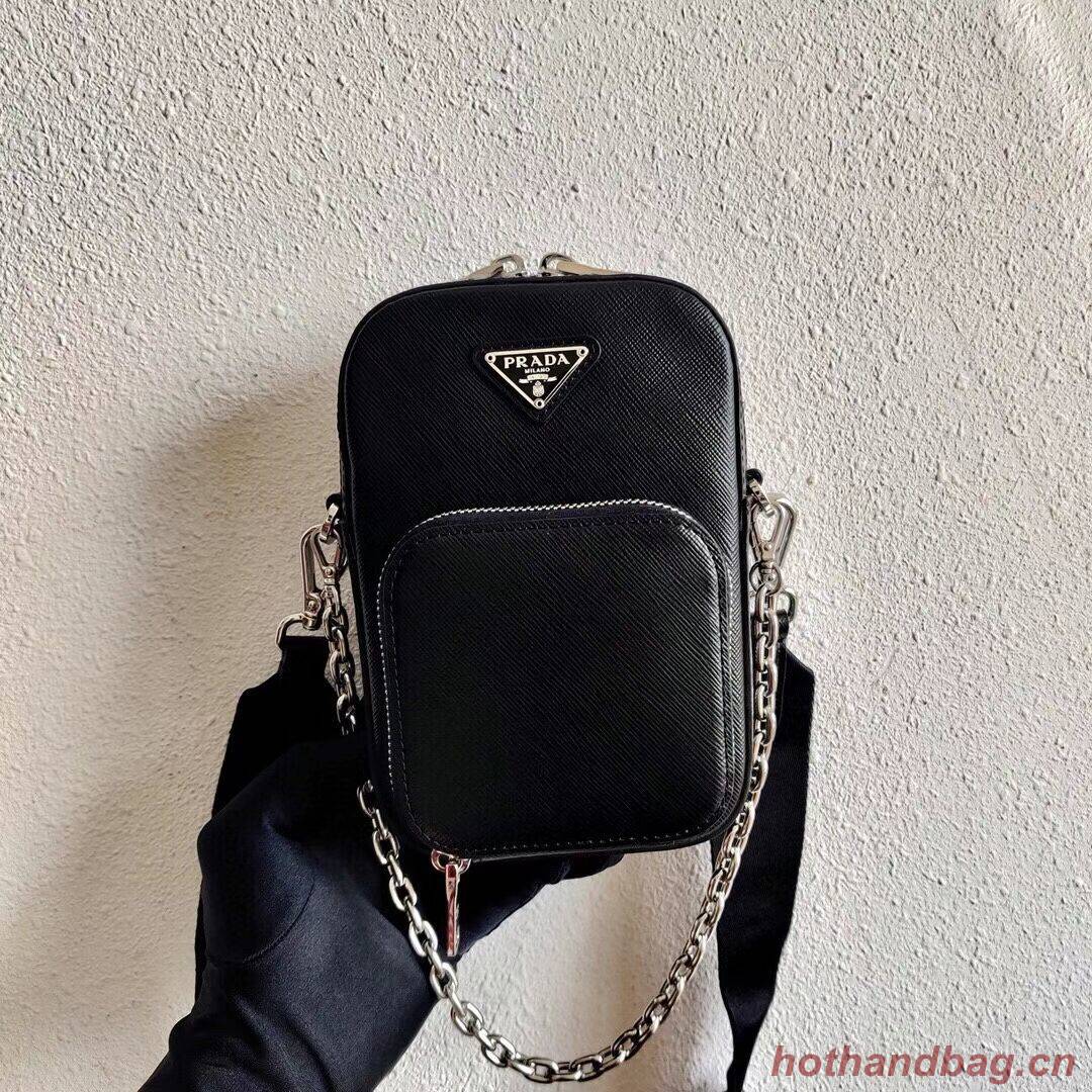Prada Brushed leather shoulder bag 1BH183 black