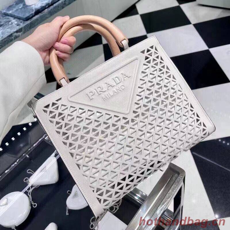 Prada leather tote bag 1AG405 white