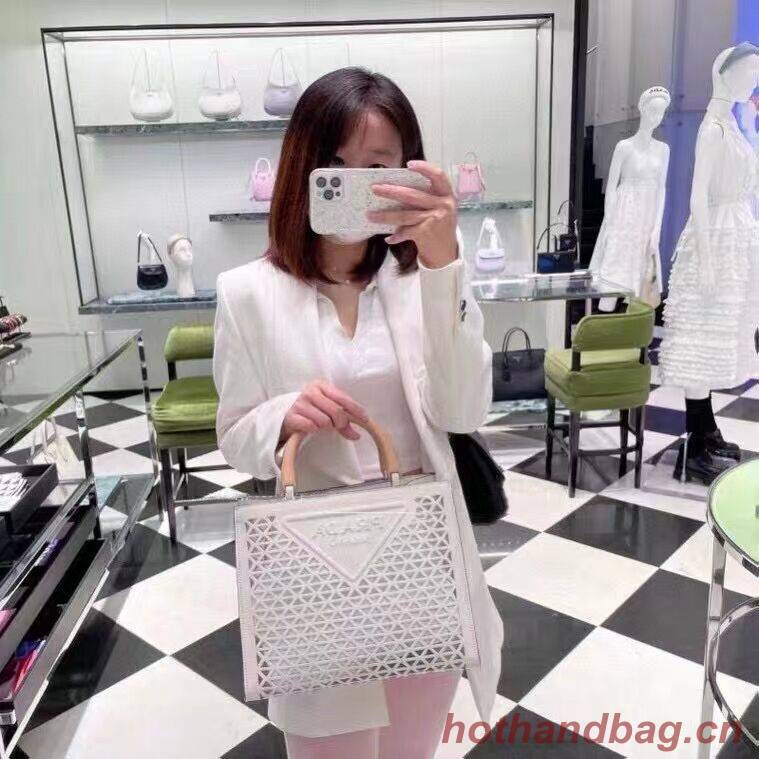 Prada leather tote bag 1AG405 white