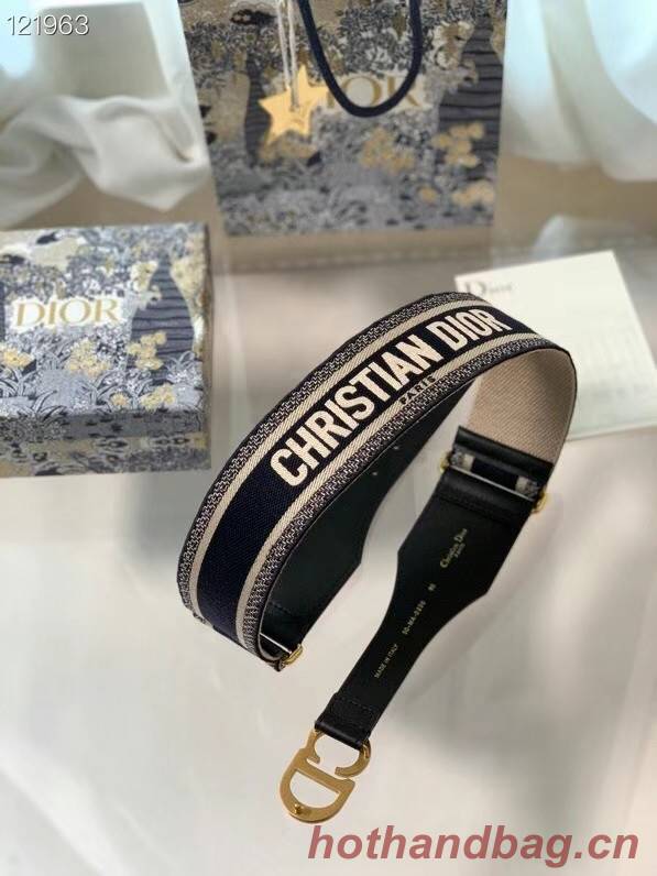 CHRISTIAN DIOR BELT Blue and Cream CHRISTIAN DIOR Embroidered Canvas 50 mm B0003CB