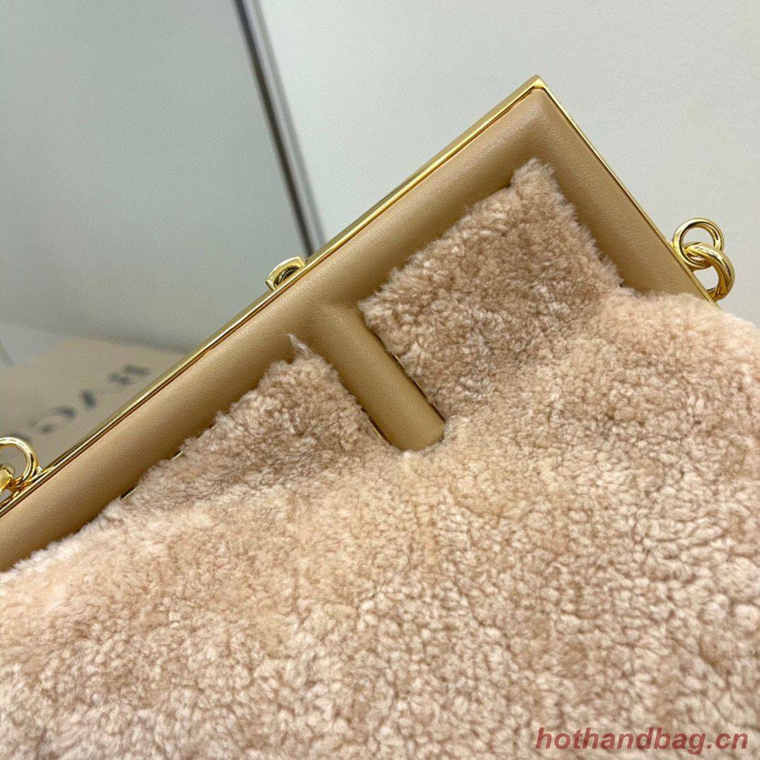 Fendi Original lambswool Leather Medium Clutch Bag 56835 Nude