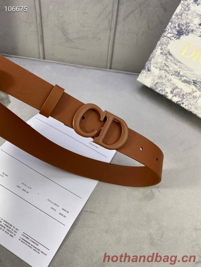 DIOR-ID BELT Raspberry Smooth Calfskin 30 MM B0110UM brown