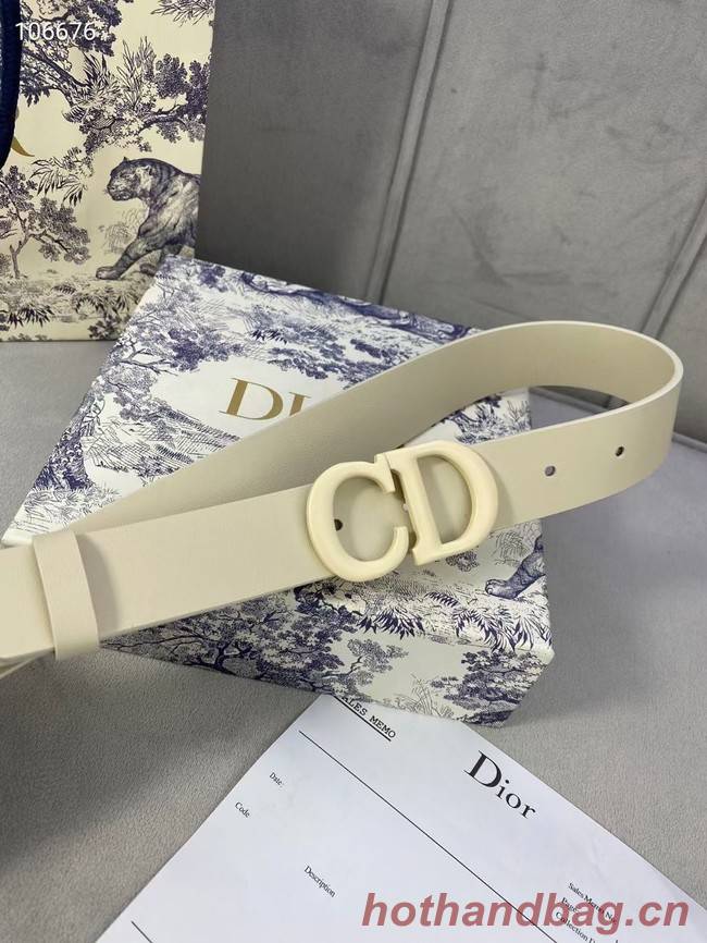 DIOR-ID BELT Raspberry Smooth Calfskin 30 MM B0110UM white