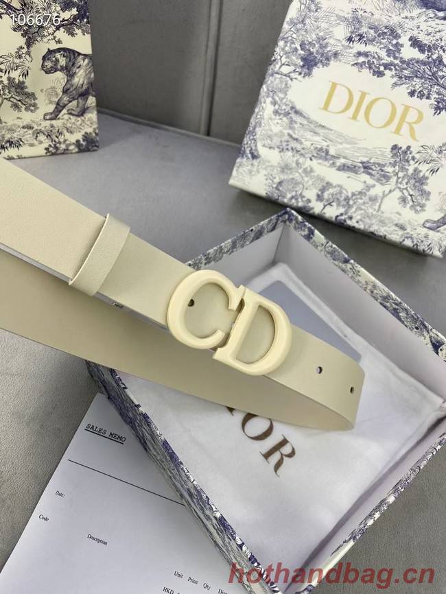 DIOR-ID BELT Raspberry Smooth Calfskin 30 MM B0110UM white