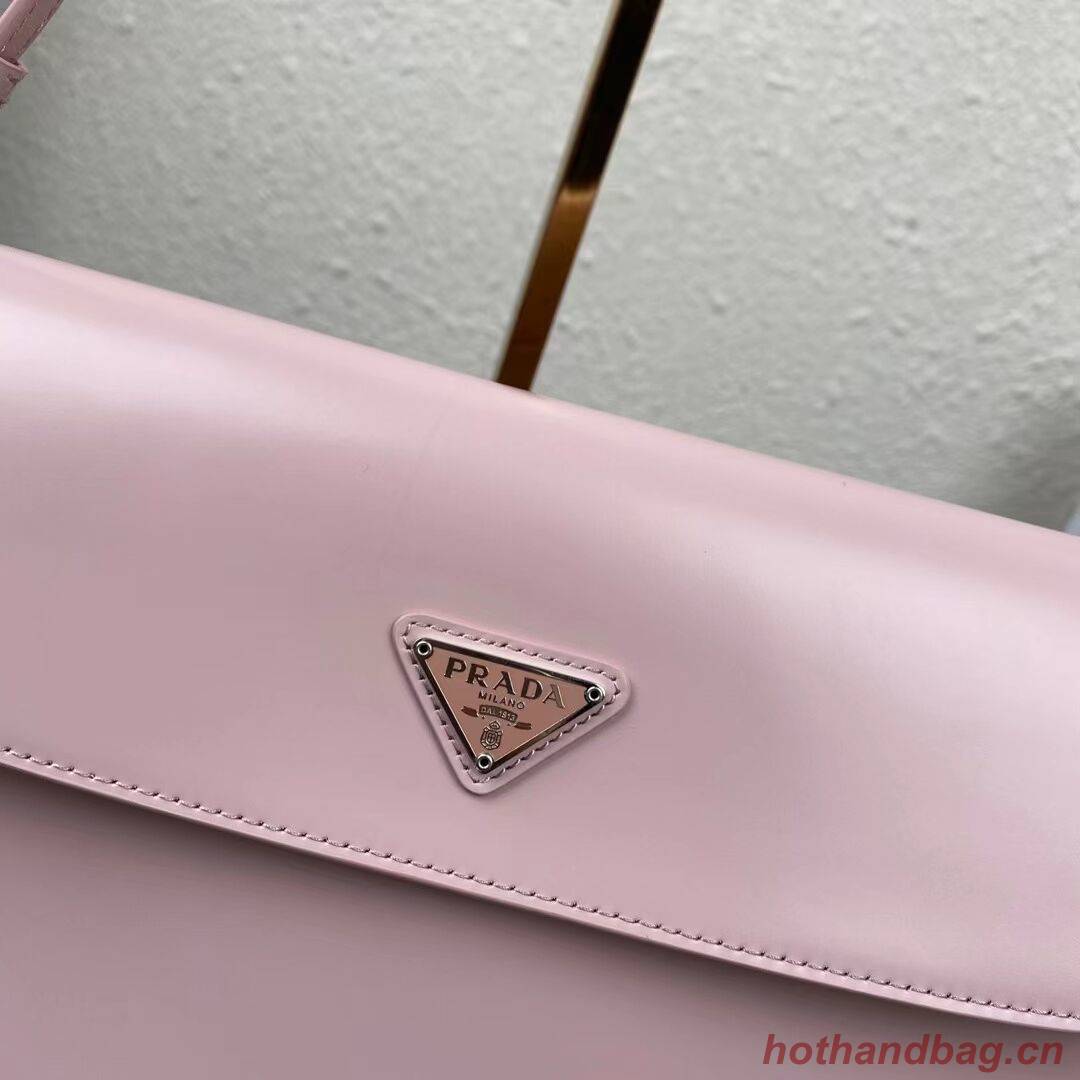 Prada Cleo brushed leather shoulder bag with flap 1BH276 pink