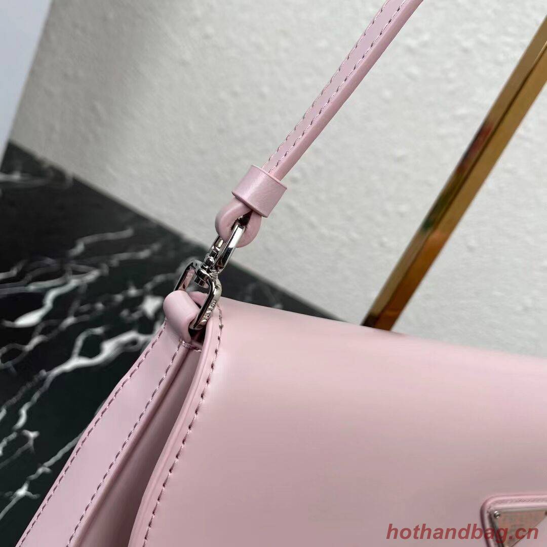 Prada Cleo brushed leather shoulder bag with flap 1BH276 pink