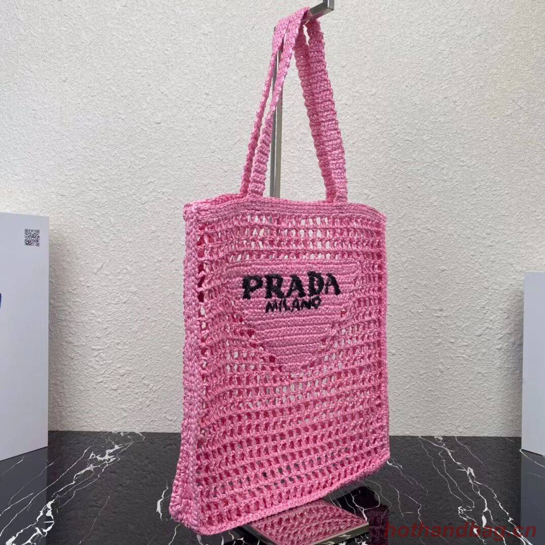 Prada Raffia tote bag 1BG393 pink