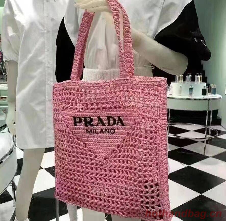 Prada Raffia tote bag 1BG393 pink