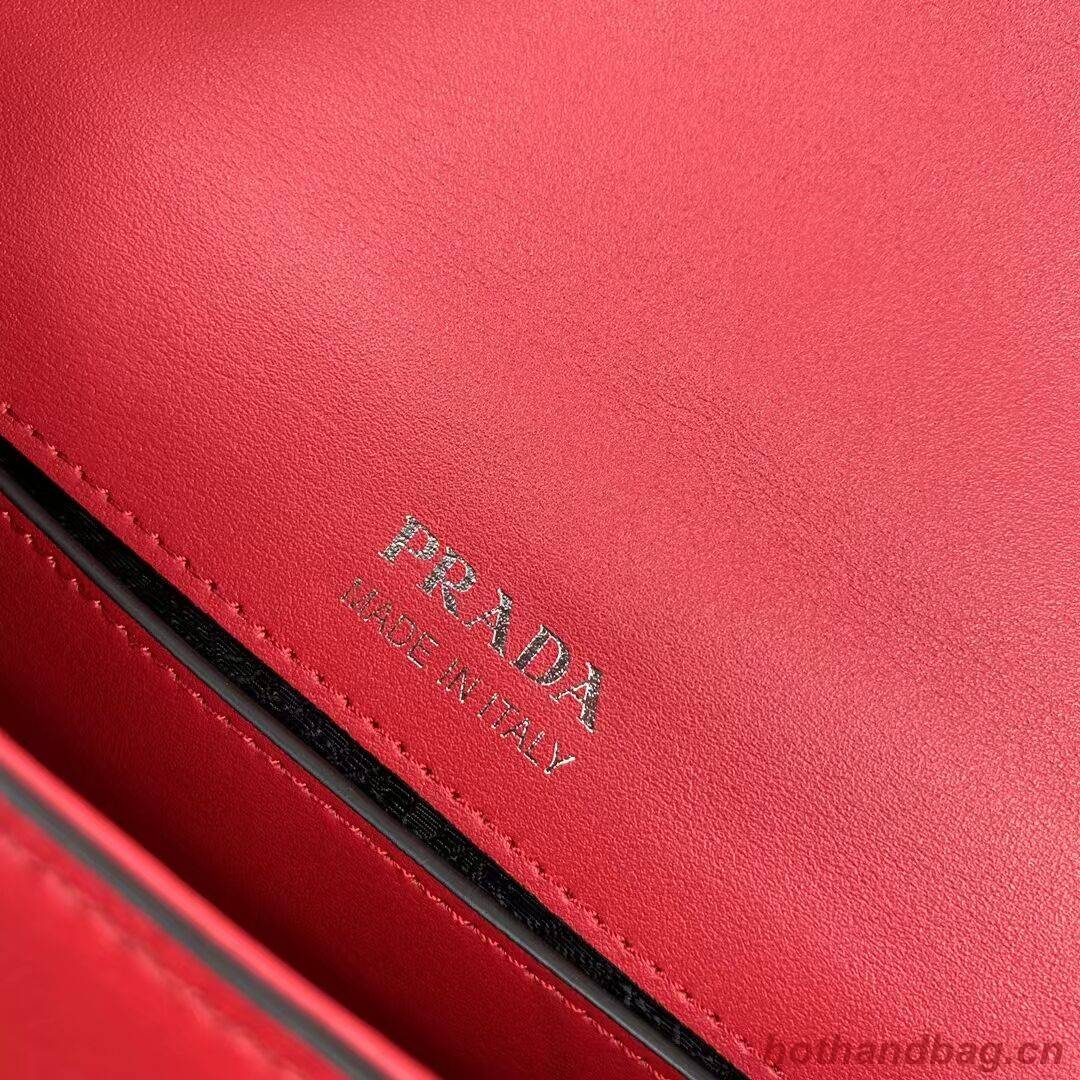 Prada Small brushed leather shoulder bag 1BA263 red