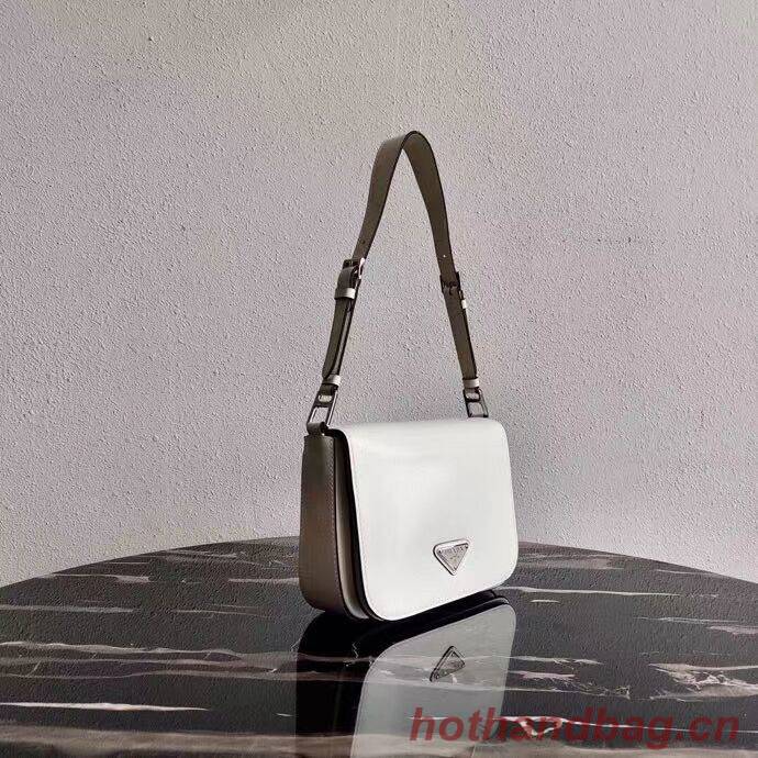 Prada Small brushed leather shoulder bag 1BH308 white