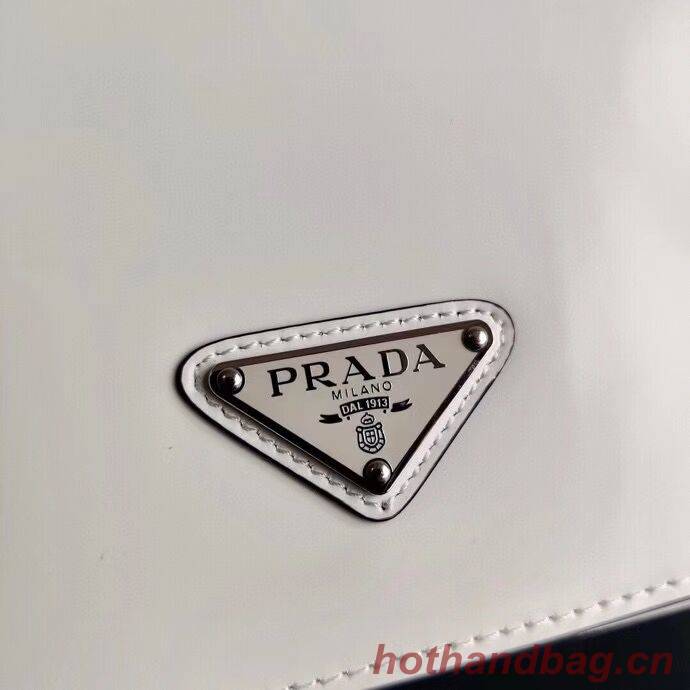 Prada Small brushed leather shoulder bag 1BH308 white