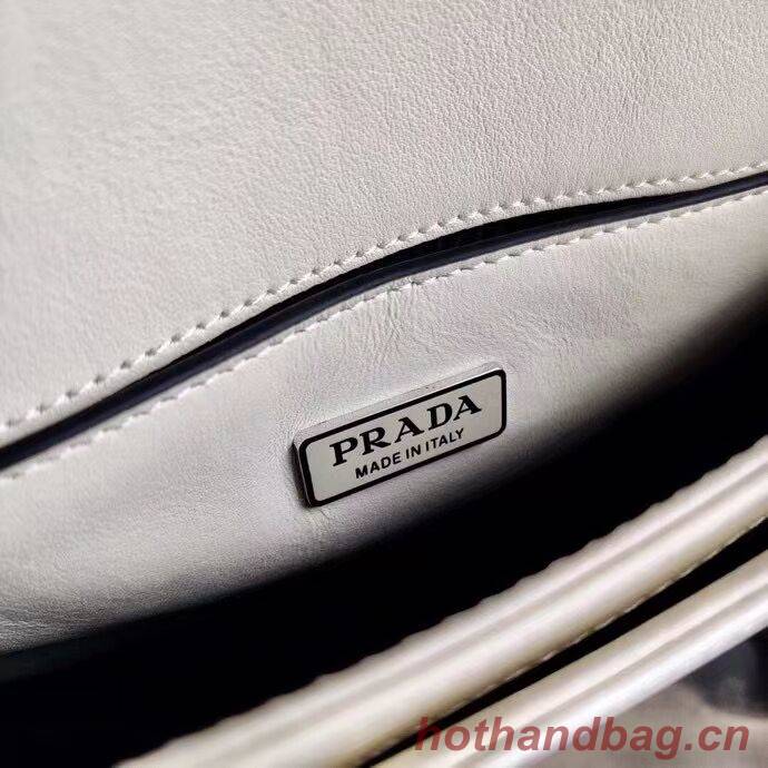 Prada Small brushed leather shoulder bag 1BH308 white