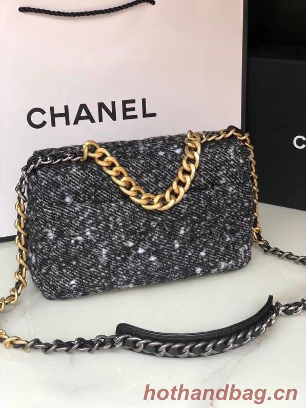 Chanel 19 flap bag Tweed AS1160 black