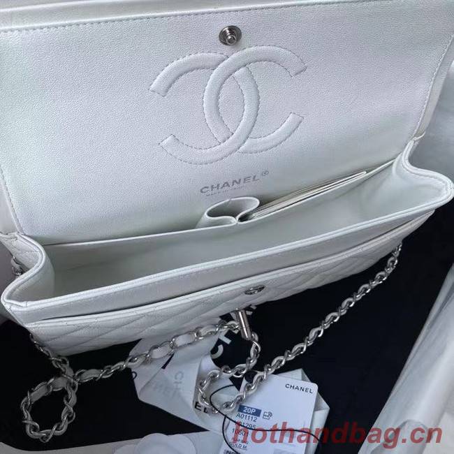 chanel classic handbag Lambskin & silver Metal A01112 white