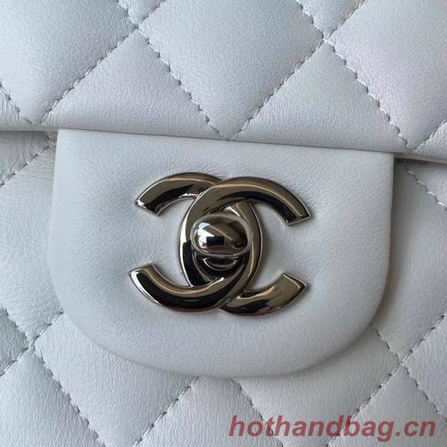 chanel classic handbag Lambskin & silver Metal A01112 white