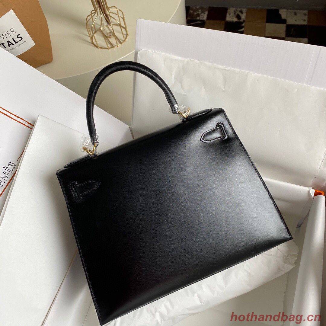 Hermes Kelly 28cm Shoulder Bags Smooth Leather KL28 Black