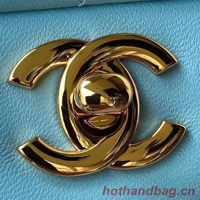 chanel classic handbag Lambskin & gold Metal A01112 light blue