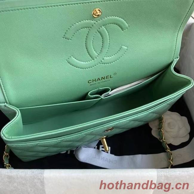 chanel classic handbag Lambskin & gold Metal A01112 light green