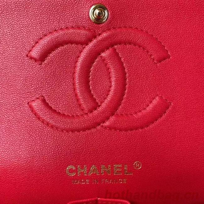 chanel classic handbag Lambskin & gold Metal A01112 red