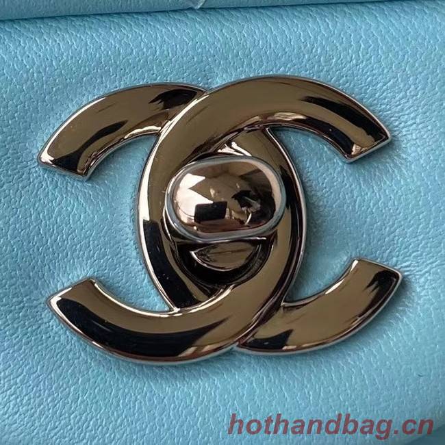 chanel classic handbag Lambskin & silver Metal A01112 light blue