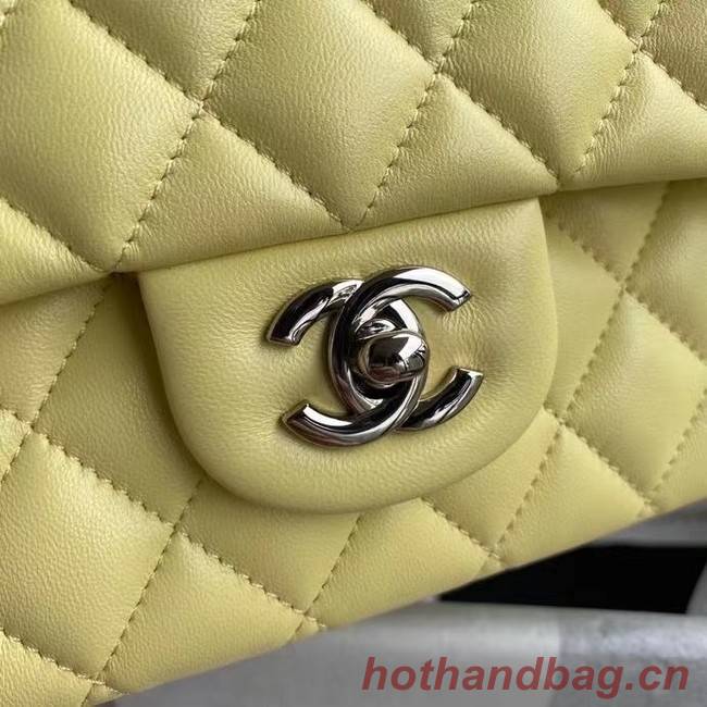 chanel classic handbag Lambskin & silver Metal A01112 yellow