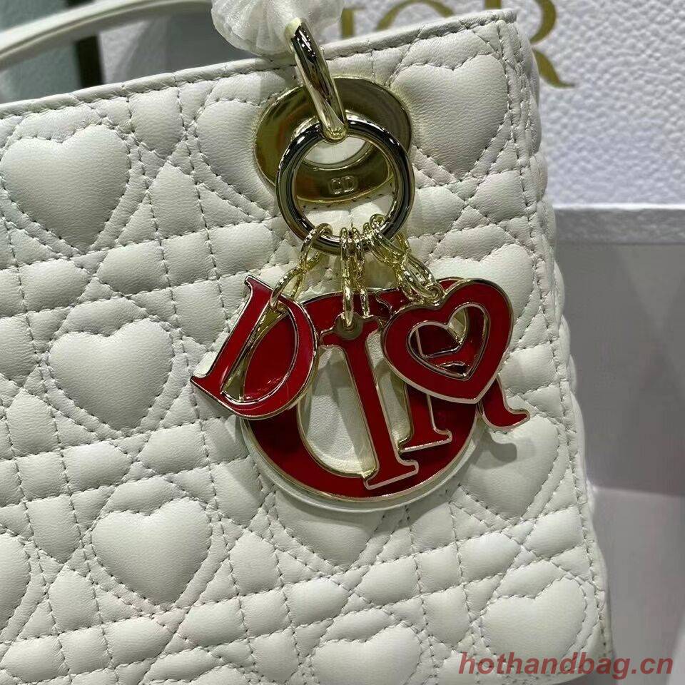 LADY DIOR MY ABCDIOR BAG Cannage Heart Original Lambskin Bag M0539O White