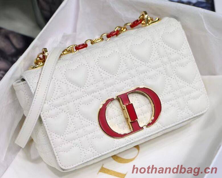 SMALL DIORAMOUR DIOR CARO BAG Latte Cannage Calfskin with Heart Motif M9241WN