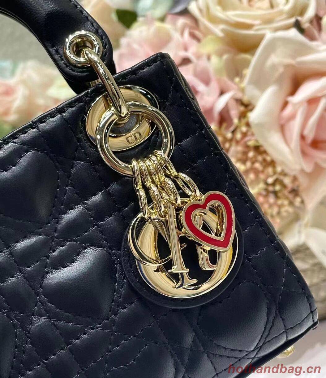 MICRO DIORAMOUR LADY DIOR BAG black Cannage Lambskin with Heart Motif S0856ON