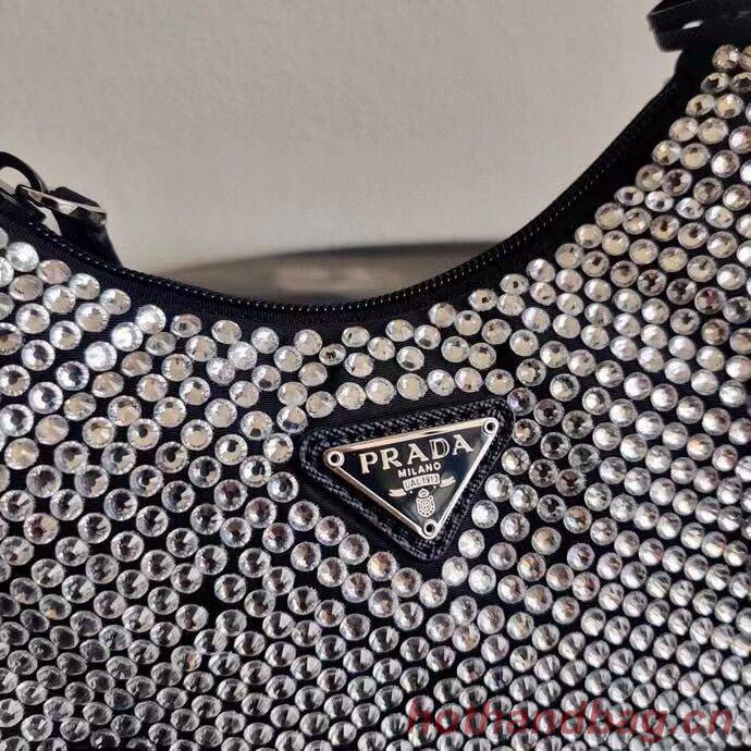 Prada Satin mini-bag with artificial crystals 1BE515Z black