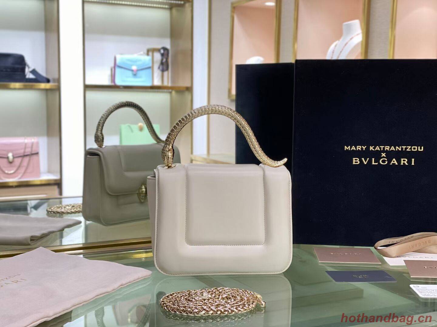 Bvlgari Serpenti Forever leather small crossbody bag B209107 white