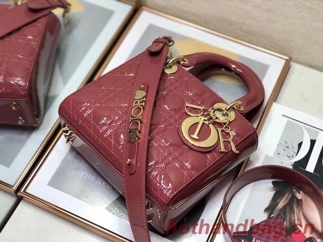 SMALL LADY DIOR BAG Pink Patent Calfskin M0531 Pink