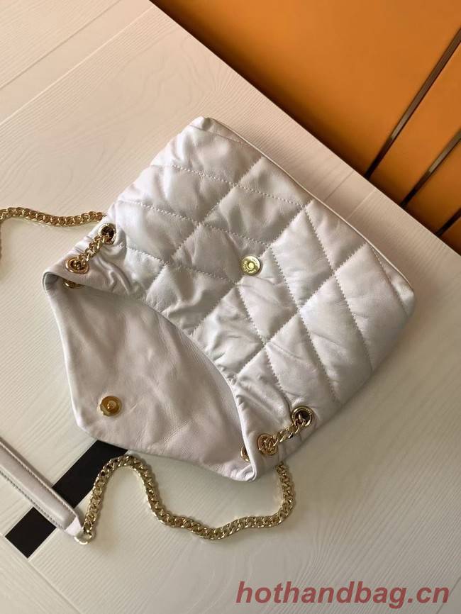 Yves Saint Laurent LOULOU PUFFER SMALL BAG IN QUILTED CRINKLED MATTE LEATHER Y577476A White