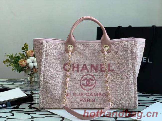 Chanel Canvas Tote Shopping Bag B66941 pink