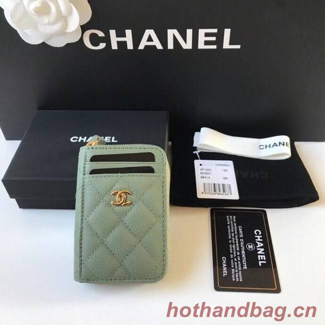 Chanel card holder Calfskin AP1650 green