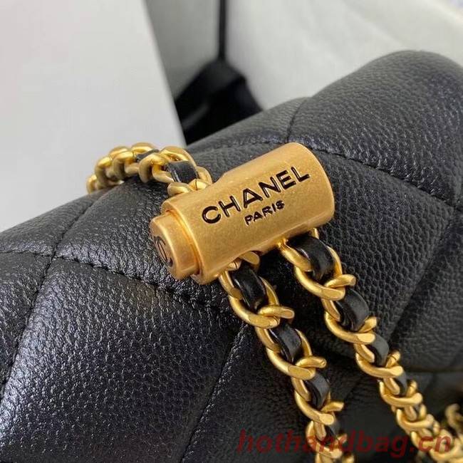 Chanel Flap Shoulder Bag Grained Calfskin AS2855 pearl black