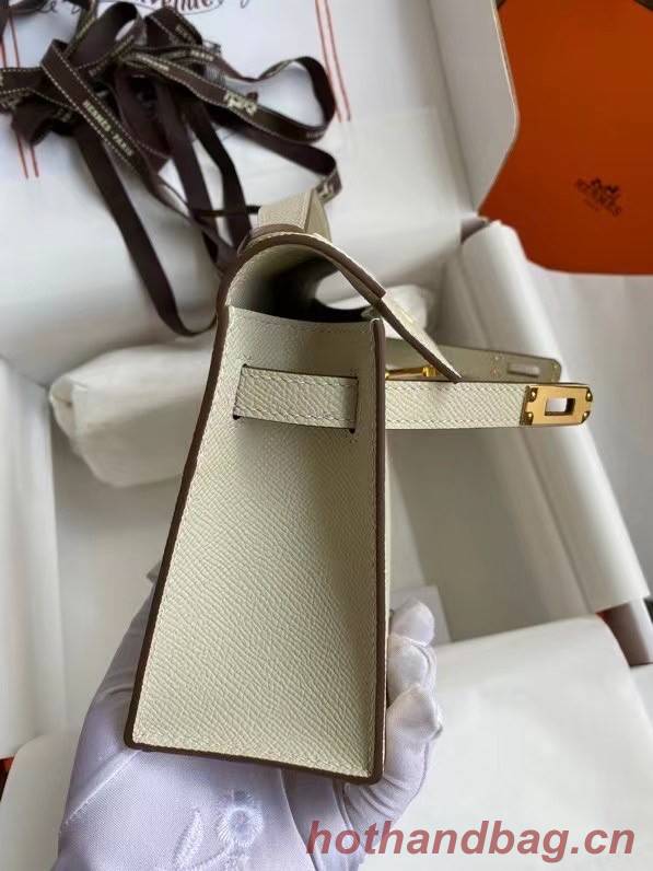 Hermes Original Epsom Leather KEL2278 Chalk&gold-Tone Metal