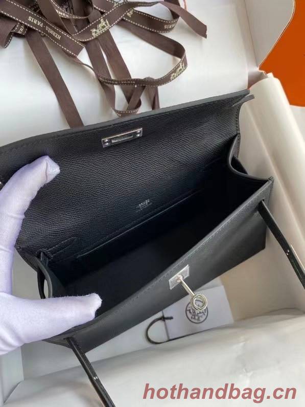 Hermes Original Epsom Leather KEL2278 black&Silver-Tone Metal