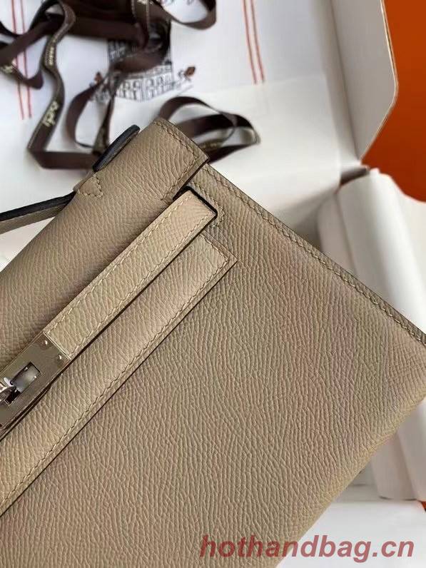 Hermes Original Epsom Leather KEL2278 grey&Silver-Tone Metal