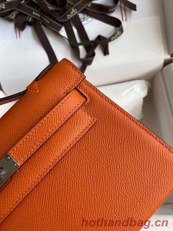 Hermes Original Epsom Leather KEL2278 orange&Silver-Tone Metal