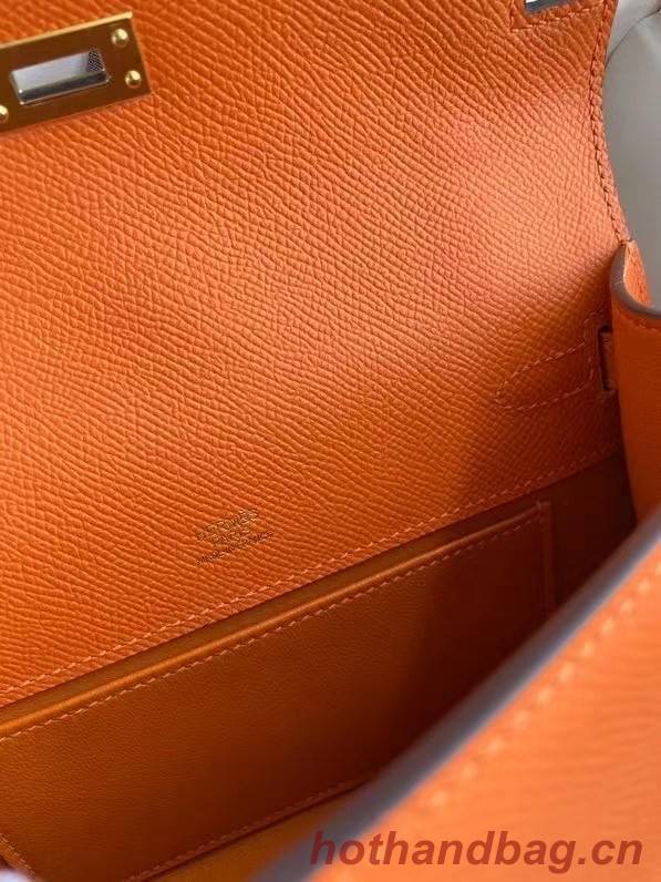 Hermes Original Epsom Leather KEL2278 orange&gold-Tone Metal