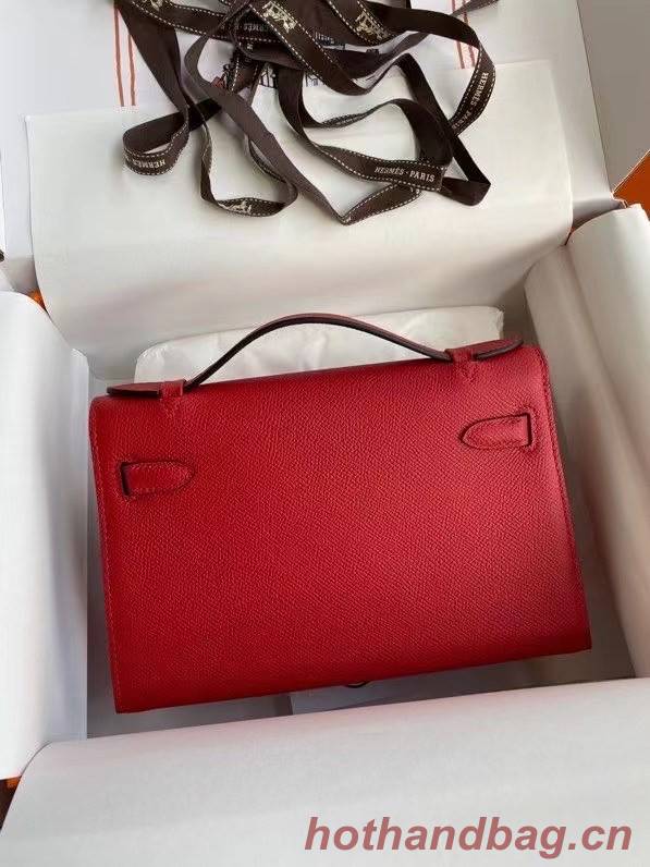 Hermes Original Epsom Leather KEL2278 red&gold-Tone Metal